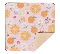 Pink Berry Orange Pear Floral Texture Cute Foldable Baby Play Mat for Indoor Outdoor Cozy Breathable Baby Kick Crawling Mat for Baby Kids Toddlers Infants, 50'' x 50''