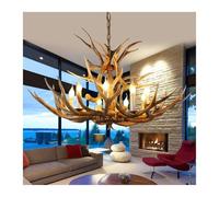 Pink Beryl Rustic Deer Horn Chandeliers 8 Lights and 11 Horns, Resin Deer Horn Chandelier, Vintage Deer Horn Ceiling lamp for Kitchen, This Room