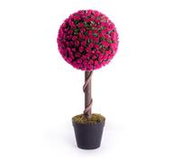 (Pink) Best Artificial 2ft - 60cm Rose Ball Topiary Tree
