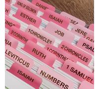 Pink Bible Tabs for Women - Large Print Laminated Bible Study Supplies with 24K Gold Leaf Gilded Lettering, Book Index Tabs for Catholic & ESV Bible, Scripture Journaling Accessories