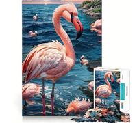 Pink Bird Flamingo 1000 Piece Jigsaw Puzzles for Adults Improve Memory Anxiety Relief Sharp Edge Wall Art Decor (38x52cm)