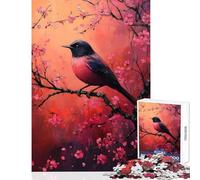 Pink Bird on Cherry Blossom Branch for Adults 1000 Piece Puzzle Train Logical Thinking And Problem-solving Relaxing Stress Free Enjoyment (38x52cm)