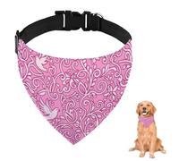 Pink Bird Scroll Dog Bandana with Adjustable Strap D Ring Dog Neckerchief Pet Bibs Triangle Cat Bandana Clothing& Accessories for Dogs Puppy Dogs Cats Decor Machine Washable
