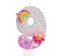 Pink Birthday Candles Cloud Rainbow Themed 9th Cake Toppers Candle for Baby Shower Colorful Theme Birthday Party Decorations Supplies