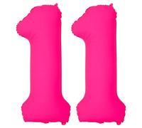 Pink Birthday Number 11 Balloons 40 IN Fluorescent Pink 11 Balloon Helium Foil Balloons For 11th Pink Birthday Decorations 11 Year Old Boys Girls Wedding Fluorescent Party Supplies