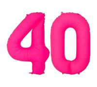 Pink Birthday Number 40 Balloons 40 IN Fluorescent Pink 40 Balloon Helium Foil Balloons For 40th Orange Birthday Decorations 40 Year Old Boys Girls Wedding Fluorescent Party Supplies