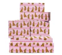 Pink Birthday Wrapping Paper - 6 Sheets with Party Hat Leopards - Gift Wrap for Ladies, Teens & Kids - Christmas Parties, Halloween, Safari-themed Events Occasion - Recyclable - by Central 23