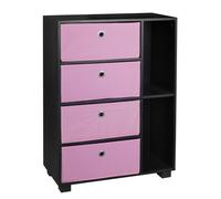 Urbn-Living Urbnliving Height 84Cm Wooden 6 Section Black Bookcase And Pink Drawer