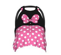 Pink Black Bow Polka Dot Car Seat Canopy Cover, Universal Fit for Infant Car Seats，Breathable,Multi-Use Nursing Cover, Gift Ready