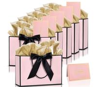 Pink Black Gift Bags Medium for Present,6Pcs Birthday Gift Bag with Tissue Paper Gift Card,Paper Party Bag with Handles for Girls Boys Women Men Bridesmaid Wedding Thank You Valentines Christmas Party