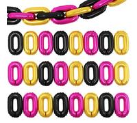 Pink Black Gold Chain Balloons, 24PCS Giant chain Foil Balloons Garland for 80s 90s Hip Hop Party Decorations, 16 Inch Chain Link Balloon for Retro Theme Birthdays Graduations Weddings Arch Supplies