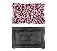 Pink Black Leopard Large Dog Bed Pet Pillow Cushion Calming Fluffy Cat Beds Classics Pet Beds Non Slip Bottom Fashion Accessories Waterproof Dogs Bed Dog Crate Furniture Outdoor Crate 90 X 60 cm