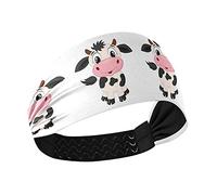 Pink Black Little Cow Dress Up Women Classic Afro American Woman Women's Headbands Yoga Workout Exercise Stretchy Headband Breathable Head Wraps Sweat Wicking Hair Bands Head Scarf for Sports