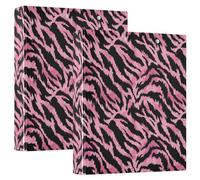 Pink Black Tiger Print 3 D-Ring Binder A4 2 Pack with 200 Sheet for Kids School Supplies Women Men Office