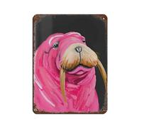 Pink & Black Walrus Retro Poster Metal Tin Sign Chic Art Retro Iron Painting Bar People Cave Cafe Family Garage Poster Wall Decoration 12x16inch(30x40cm)