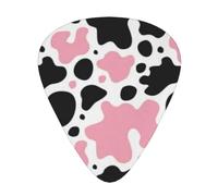Pink Black White Cow Print,12 Pcs Guitar Pick,3 Different Thickness Plectrums for Acoustic Guitar Bass Ukulele (0.46mm 0.96mm 0.71mm)