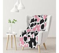 Pink Black White Cow Print,Soft Blanket Warm Anti-Pilling Flannel Plush Throw Blanket 76 X 102 cm