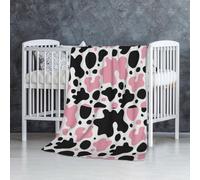 Pink Black White Cow Print,Soft Blanket Warm Anti-Pilling Flannel Plush Throw Blanket 76 X 127 cm