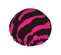 Pink Black Zebra,Shower Cap Nightcap Double Layer Waterproof Elastic Bath Cap Reusable Hair Cap