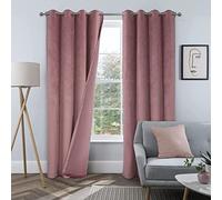 Pink Blackout Velvet Curtains for Bedroom & Living Room Thermal Insulated Window Drapes with Grommets 1 Panel W46 x H54 Elegant Indoor Home Decor