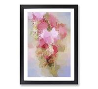 Pink Bleeding Heart Flowers in Abstract Framed Print | A2 Black Framed Wall Art | Ready to Hang | Abstract Floral Picture | Living Room Bedroom Lounge Office