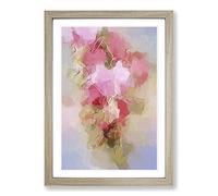Pink Bleeding Heart Flowers in Abstract Framed Print | A2 Oak Framed Wall Art | Ready to Hang | Abstract Floral Picture | Living Room Bedroom Lounge Office