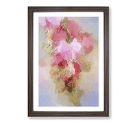 Pink Bleeding Heart Flowers in Abstract Framed Print | A2 Walnut Framed Wall Art | Ready to Hang | Abstract Floral Picture | Living Room Bedroom Lounge Office