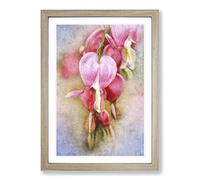 Pink Bleeding Heart Flowers Painting Framed Print | A2 Oak Framed Wall Art | Ready to Hang | Modern Floral Picture | Living Room Bedroom Lounge Office