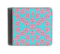 Pink Blob Fish Men's Bifold Wallet Slim Cash Card Holder Leather Purse