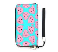 Pink Blob Fish Slim Wallet for Women Long Purse Cute Clutch Wristlet Handbag Card Holders