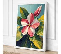 Pink Bloom on Turquoise Canvas Wall Art Print 18x12 Inch | Ready to Hang, Gallery Wrapped, Fade-Resistant Inks, Securely Packaged, UK Made