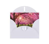 Pink Blooming Orchard Greeting Card With Envelope (160 x 120 mm) for Birthday/Wedding/Invitation/Christmas/New Year