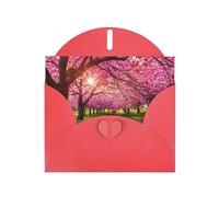 Pink Blooming Orchard Greeting Card With Envelope (160 x 120 mm) for Birthday/Wedding/Invitation/Christmas/New Year