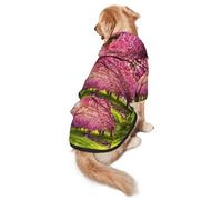 Pink Blooming Orchard Print Dog Hoodie For Medium To Large Dogs, Warm, Soft, Breathable Sweatshirt, Easy To Wear Jumper For Winter And Fall, Pet Coat Pullover