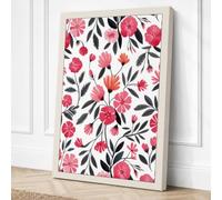 Pink Blooms Pattern Botanical Canvas Wall Art Print 30x20 Inch (76 x 51 cm)