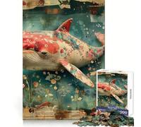 Pink Bloomy Whale 1000 Piece Jigsaw Puzzle for Teenagers Logic Toy Group Play Precision Cut Thoughtful Gift (38x26cm)