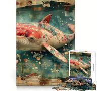 Pink Bloomy Whale 1000 Piece Jigsaw Puzzles for Teenagers Jigsaw Recall Build Easy Leisure Neat Cut Santa Wish Gift (50x75cm)