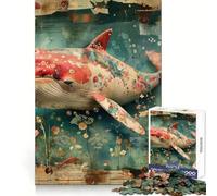 Pink Bloomy Whale 1000 Pieces Jigsaw Puzzles for Teenagers Solid Logic Toy Peaceful Fun Precision Cut Amazing Present (38x52cm)