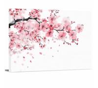 Pink Blossom Canvas Print Wall Art - Pink and White Floral Cherry Flower Branches - Wall Decor Modern Artwork Paintings Pictures for Living Room Stretched and Framed Ready to Hang - 12" x 16"