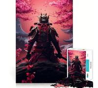 Pink Blossom Samurai Ninja 1000 Piece Jigsaw Puzzles for Teenagers Memory Boost Home Leisure Image Assembly Lovely Gift (50x75cm)