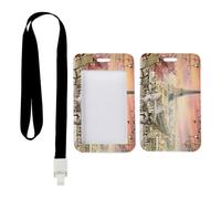 Pink Blossom Tree Badge Holder with Black Lanyard, Oyster Card Holder Men, Vertical Name Badges Protector for Women, Vertical Cards Protector for School, Bus Driver Accessories Nurse Accessories