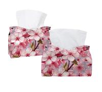Pink Blossoms Seamless Pattern Tissue Box Cover, Rectangular Tissue Holder Decorative Facial Napkin Dispenser for Bathroom Kitchen Coffee Table Car