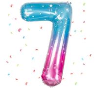 Pink Blue Balloon 7, Numbers Balloon Pink Blue, 40 Inch Pink Blue Foil Balloon 7.101 cm Pink Blue Number Balloon 7 Helium Balloon 7th Birthday for 7 Years Birthday Decoration Girl Boy