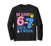 Pink Blue Be Kind 6 7 Days A Week - Happy Face Anti-Bullying Long Sleeve T-Shirt