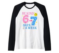 Pink Blue Be Kind 6 7 Days A Week - Happy Face Anti-Bullying Raglan Baseball Tee