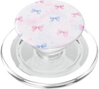 Pink Blue Bow Coquette Pastel Floral Pattern PopSockets PopGrip for MagSafe