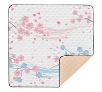 Pink Blue Cherry Blossom Cute Foldable Baby Floor Play mat for Indoor Outdoor Comfortable Foldable Padded Baby Mat for Babies Infants Toddlers, 50'' x 50''tapete para juegos de