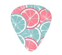 Pink Blue Citrus Slices 12 Pack Guitar Plectrums With Storage Case, 0.46/0.71/0.96mm, Including Thin, Medium Thick Guitar Plectrums For Electric Guitars Bass Ukulele