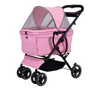 Pink Blue Dog Stroller pet Stroller Foldable for Small Medium Dogs and Cats, pet Supplies Travel Outdoor Beach Cheap Dog Bike Trailer with Storage Basket, Maximum Load 20kg (Pink)