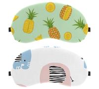 Pink Blue Elephants Pattern Cartoon 2-Pack Light-Blocking Soft Breathable Sleeping Mask Eye Patch